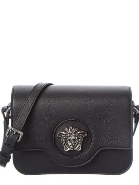 Versace Black Leather Medusa Crossbody Bag